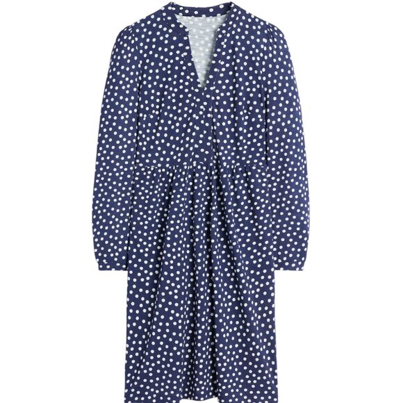 Boden Naomi Relaxed Jersey Dress - French Navy/Abstract Dot 10L - Picture 2 of 10